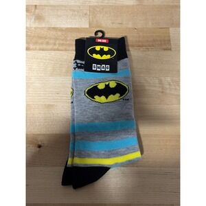 Swag Batman Men Crew Socks Gray Blue Striped One Size DC Comics SX-BTMNS NEW